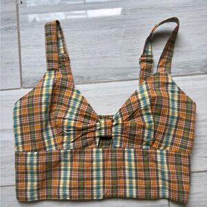 FOREVER 21 Size Large Women's G Plaid Cropped Crop Tank Top